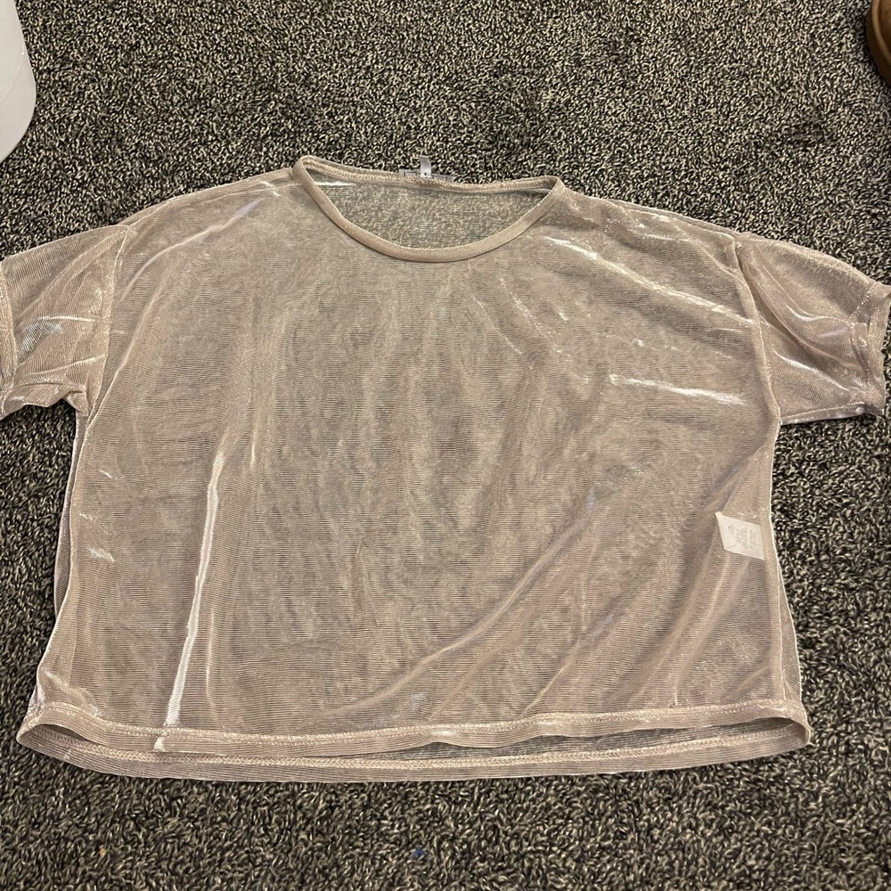 Charlotte Russe mesh rose gold crop top size large